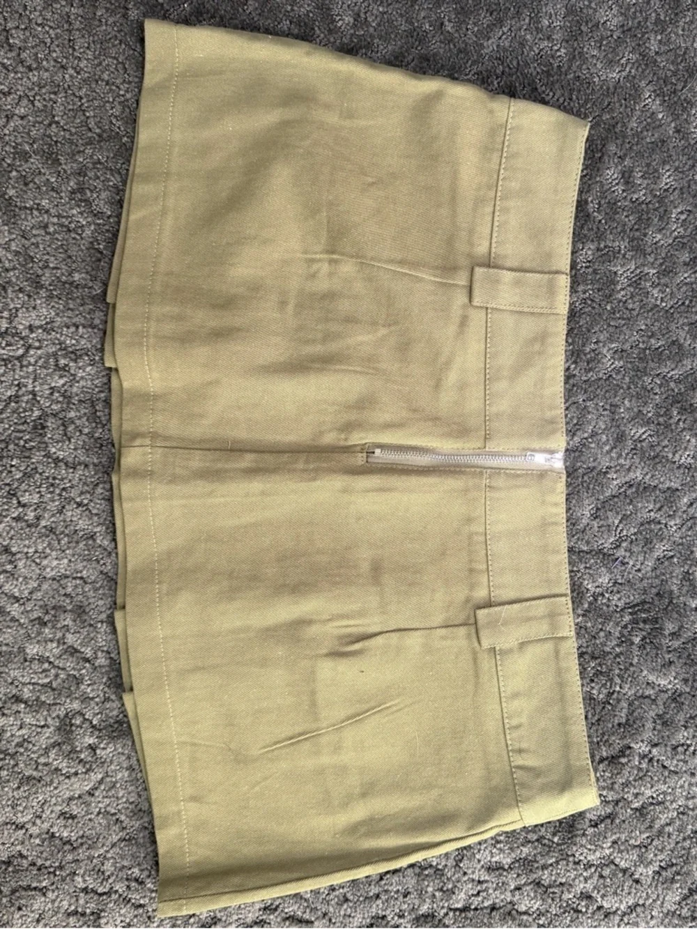 Princess Polly Olive Green 100% Cotton Pleated Mini Skirt size 8